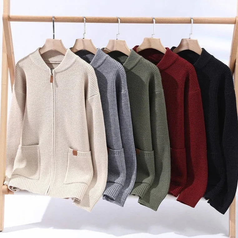 Men's striped cardigan jacket in straight fit, available in five colours and sizes M to 4XL