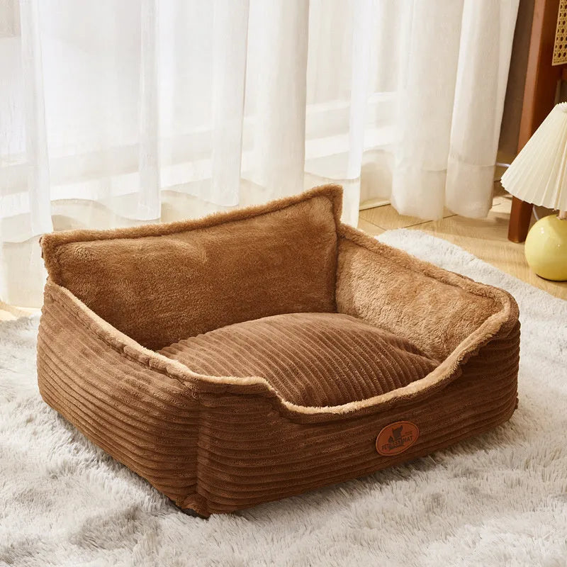 Removable cover pet bed for small and medium dogs and cats in coffee or white