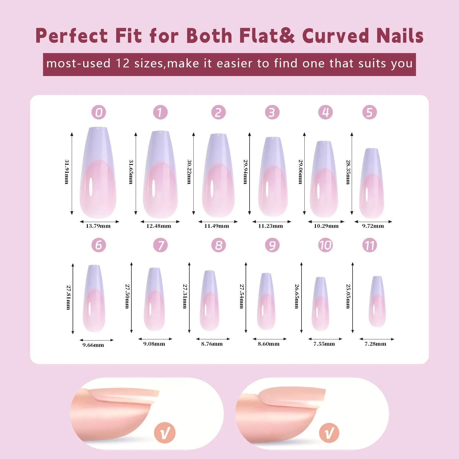 Box of 288 French wear seamless removable nail stickers in sweet and hot girl styles.