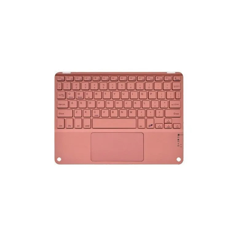 Square Hat Touch Bluetooth wireless keyboard with full-colour touch keys in various colours on a desk