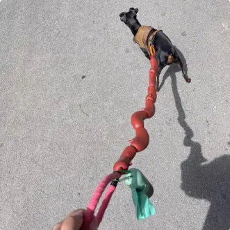 Brown pet hand rope toy with sausage segments, total length 108cm, for cats and dogs.