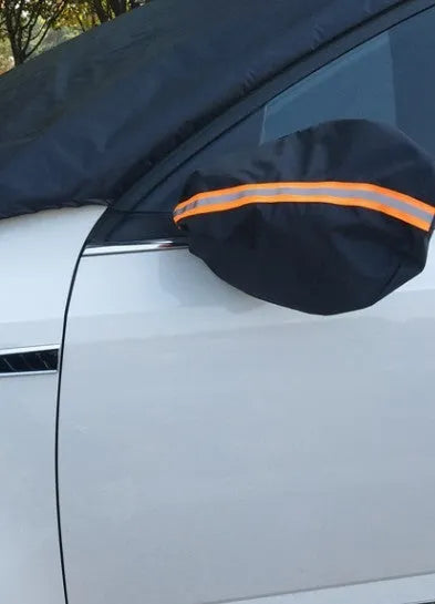 Magnetic car snow shield in Black or Silver, shown in 215x150x125cm or 245x180x145cm size for winter car cover use