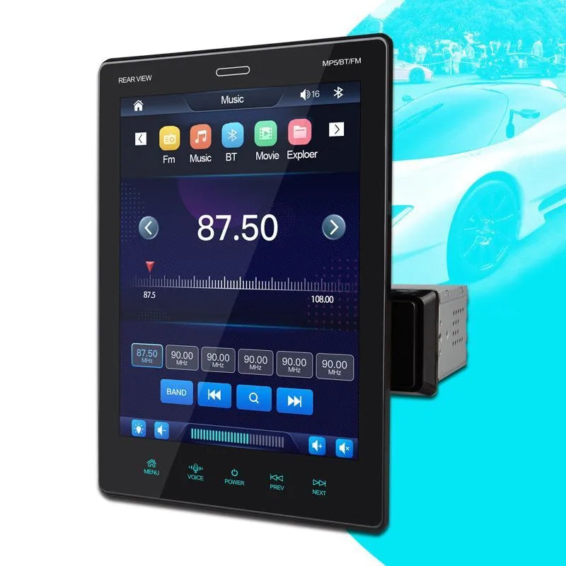 Black 9.5 inch vertical screen car MP4 MP5 player with USB TF card playback and remote control