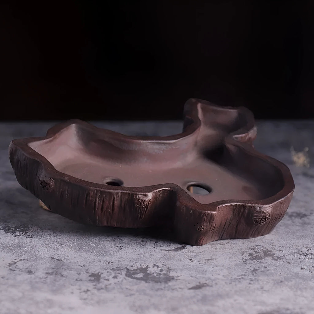 Purple sand small ceramic flower pot for desktop bonsai and green plants, ancient red mud appearance