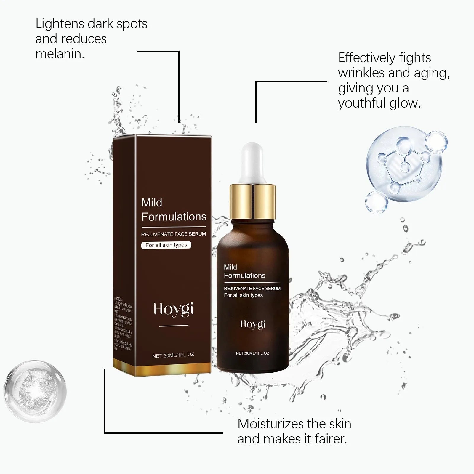 30ml bottle of hyaluronic acid and collagen facial essence for skin nourishment.