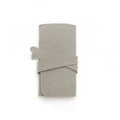 Square brown leather jewellery storage bag measuring 12x12cm for earrings and watches.