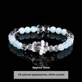 Handmade women's natural crystal bracelet with cat head design and geometric pattern