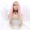 Pink gradient big wave fluffy fashion wig for ladies with curly synthetic hair