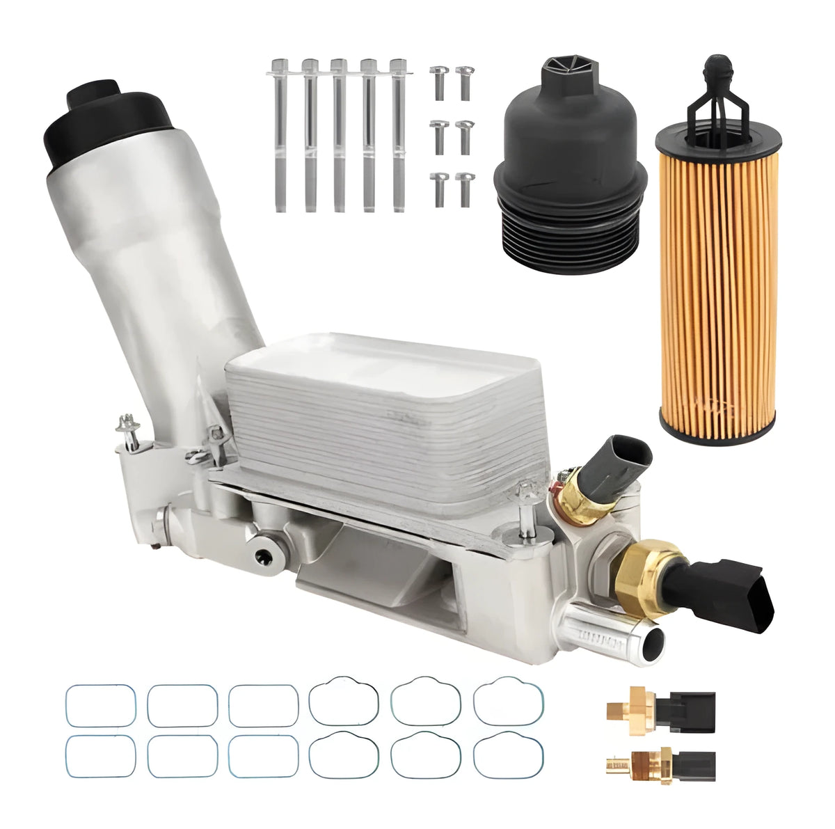 Aluminium oil filter seat for Chrysler, part numbers 5184294AE and 5184331AC, single unit.