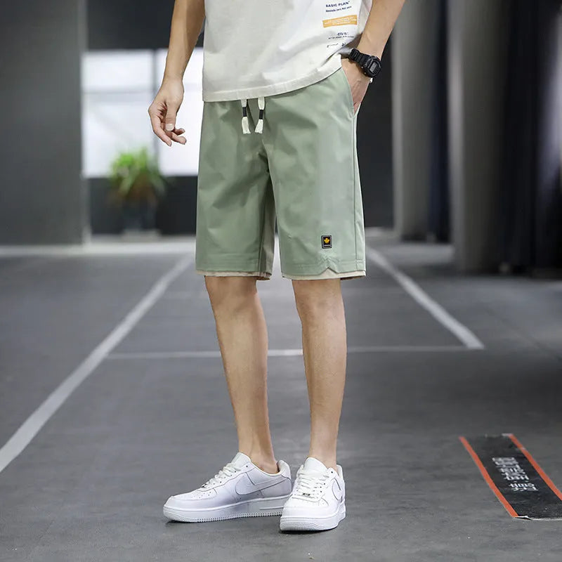 All-match casual beach straight loose shorts in micro-elastic polyester, sizes M to 8XL, colours 8905 Green and 8805 Blue
