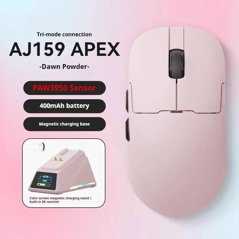 AJ159 gaming mouse in Yunfeng White colour with compact design and Teflon foot patches