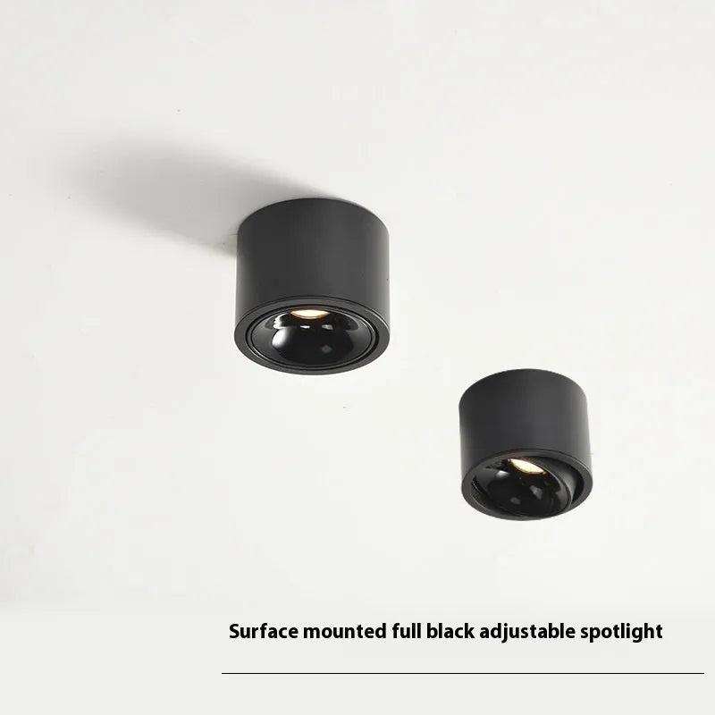 Round surface-mounted adjustable ultra-thin spotlight ceiling light in aluminium shell