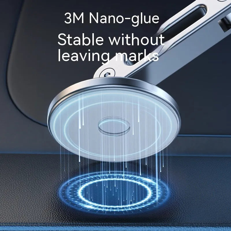 Magnetic car phone holder in moonlight silver or noble black, aluminium alloy, 360-degree rotating, 60x72x72mm