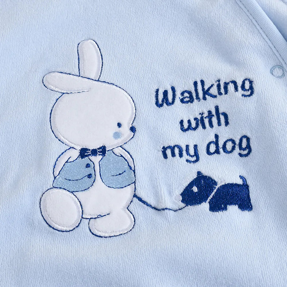 Cotton newborn one-piece romper, long sleeve, light blue and light pink, sizes 0-3M to 12-18M