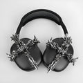 Gothic cross design hard resin case cover for Apple AirPods Max headphones in silver colour