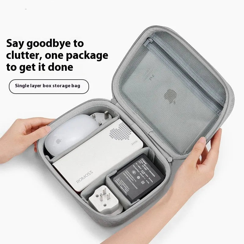 Multifunctional EVA digital storage bag in grey or black for data cables, headsets, and chargers, 3kg load