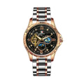 Automatic mechanical men's watch with rose gold shell, black surface, and large 42mm dial