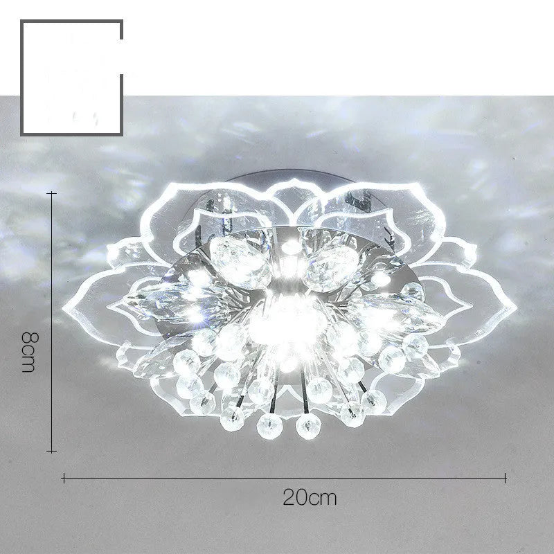 Small crystal lamp with flower-shaped shade and LED light source for modern interiors