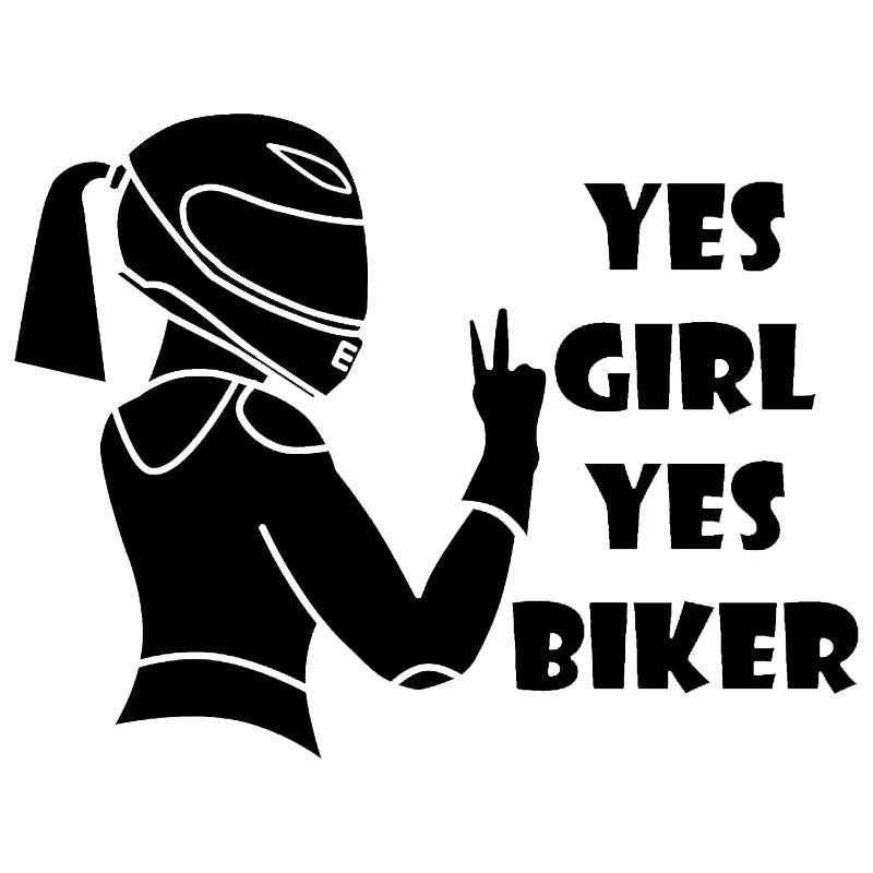 Cool Girl Rider design waterproof car sticker in black, white, and laser colours.