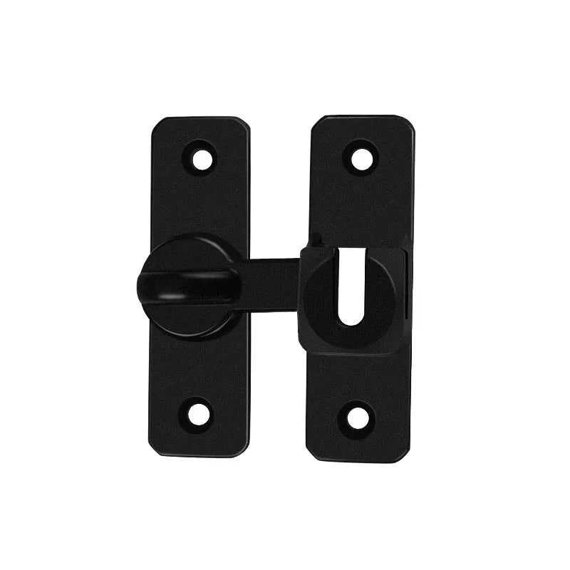 Aluminium alloy punch-free door latch in silver finish with universal 90 and 180 degree angles