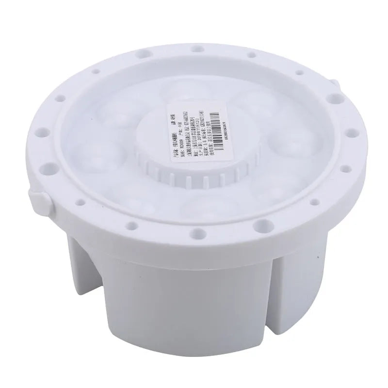 White plastic cylindrical brush holder with a side clip for painting.