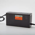 72V20AH electric car charger with compact 165mm design showing charging specifications and plug options