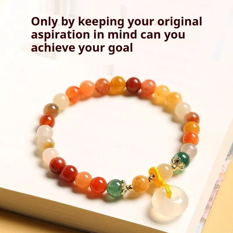 Handmade natural jinsi jade bracelet with safety buckle clasp and 6mm agate beads