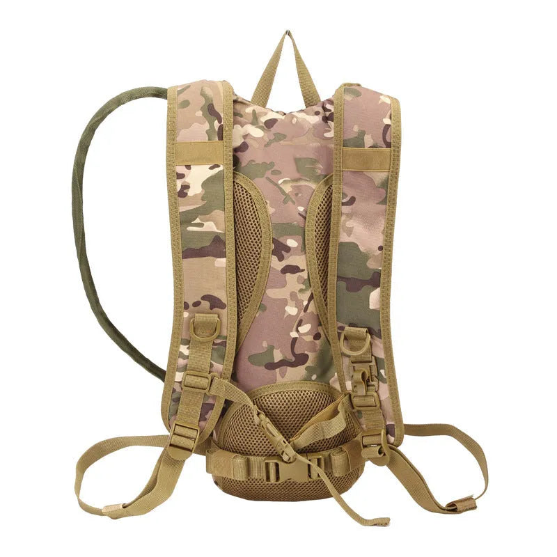 Multifunctional waterproof cycling backpack in camouflage pattern with physiological curve back plate