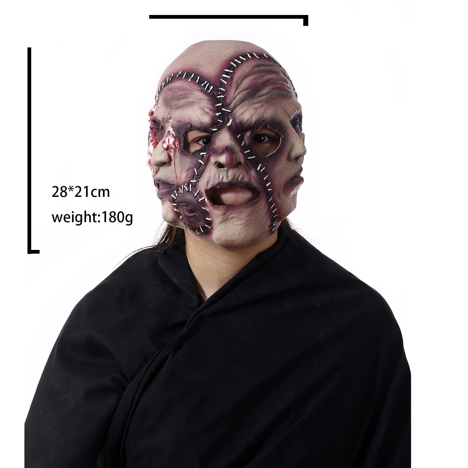 Three-sided grimace horror mask made from natural latex for Halloween costumes