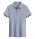 Men's apricot cotton blend loose polo shirt with a short sleeve and contrasting colour on the collar and lapel.