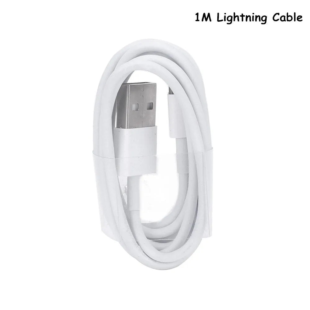 5V2A USB charger with cable for iPhone and iPad models showing 220V input and 5V output specifications