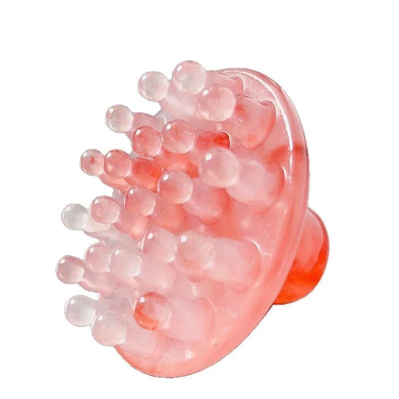Circular disc massage comb with 21 teeth in coffee brown and yellow colour options.