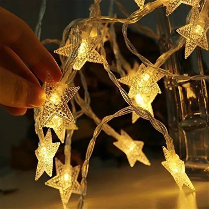 3 metre LED star light string with 20 warm white lights for outdoor holiday decoration