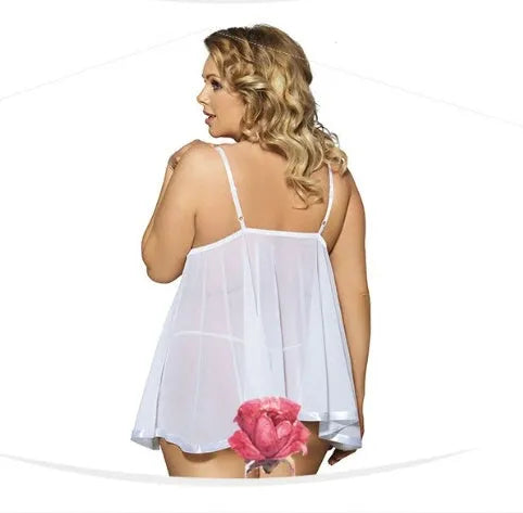 Women's sleeveless lace sleepdress in polyester mesh available in multiple colours and sizes up to 6XL