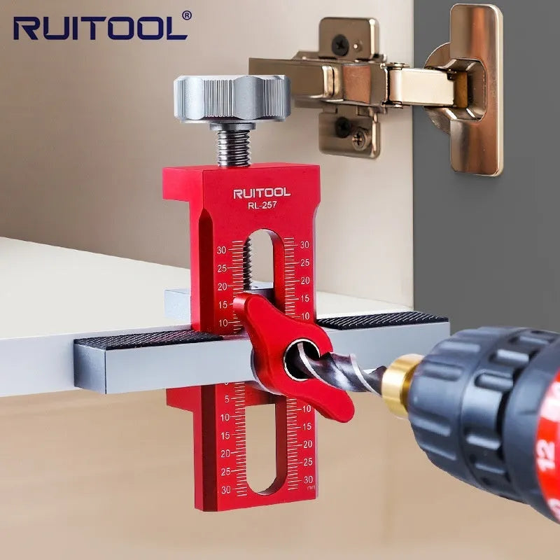 Aluminium alloy cabinet door installation tool with 10mm diamond drill guide for woodworking projects