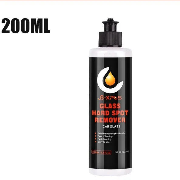 Glass oil film remover cleaning cream paste and cloth in 50ml, 100ml, and 200ml sizes.