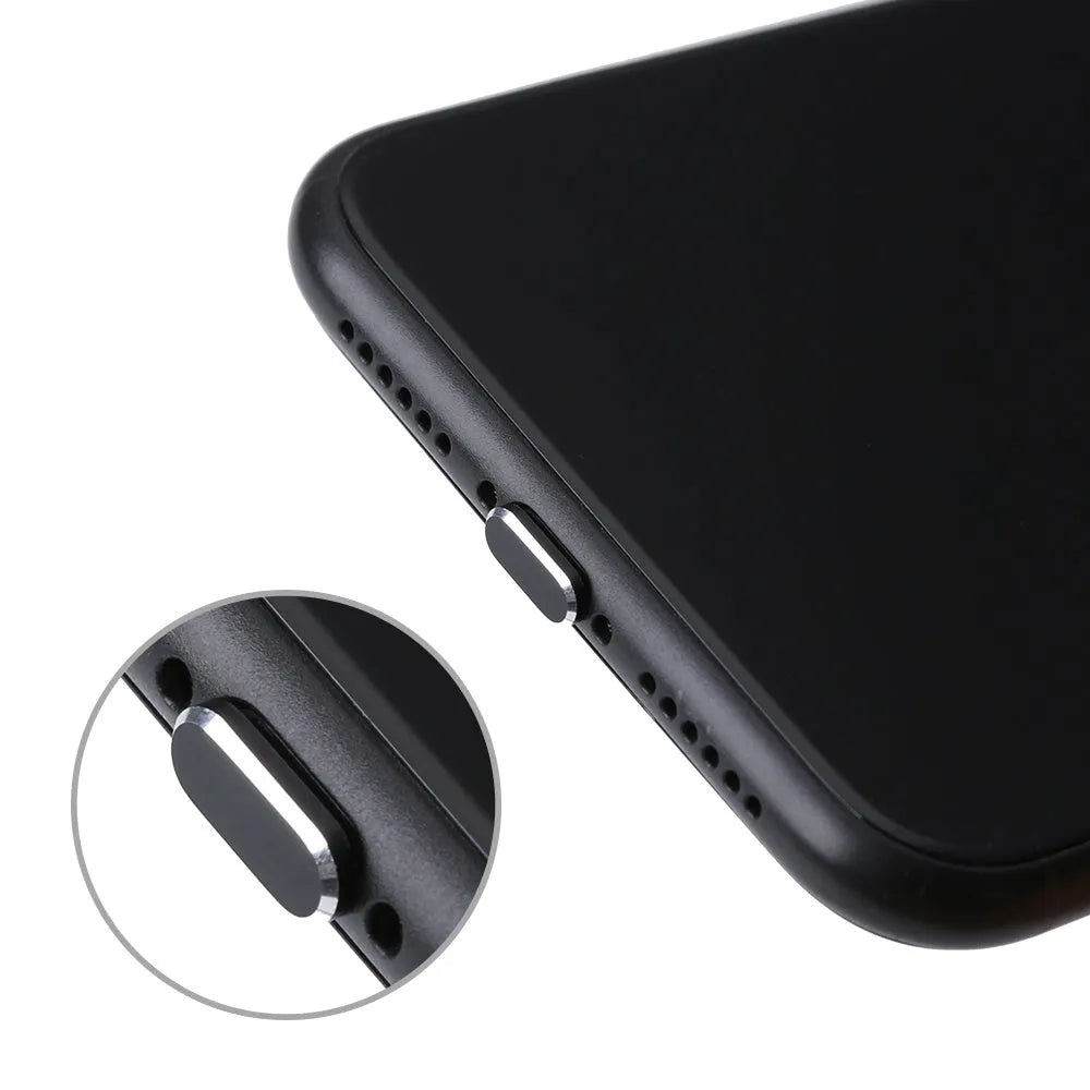 Aluminium alloy iPhone charging port dust plug in various colours for models X, XR, Max, 8, 7, 6, S, Plus