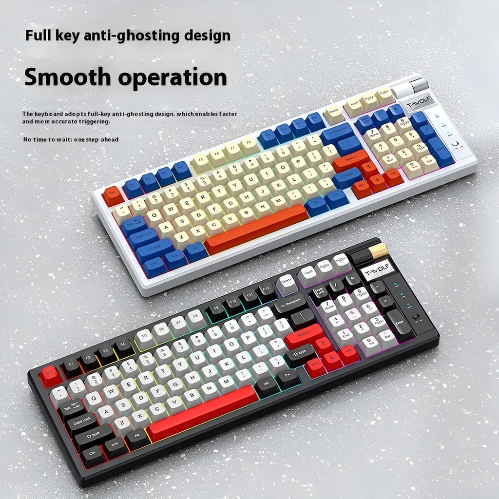 Bluetooth wireless mechanical gaming keyboard in black and red colour with USB receiver