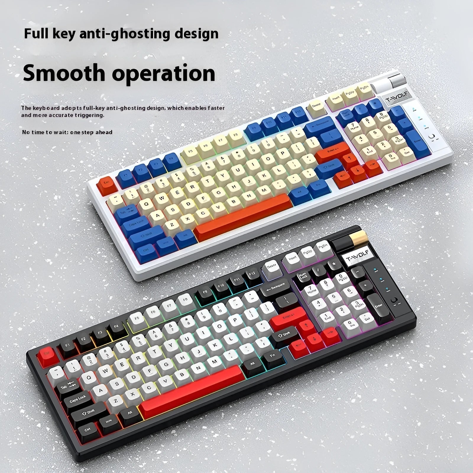Bluetooth wireless mechanical gaming keyboard in black and red colour with USB receiver