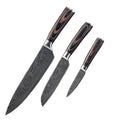 Professional kitchen knife with laser Damascus pattern on 7CR17 stainless steel blade, colour steel handle