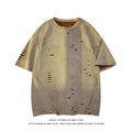 Men's grey cotton blend loose fit short sleeve t-shirt on hanger