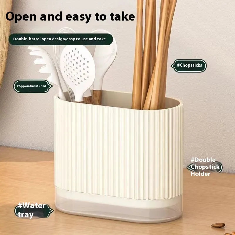Cross-border drain chopsticks tube wall-mounted kitchen organiser in beige, dark green, or orange