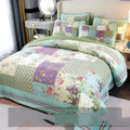 Pure cotton three-piece bedding set with quilted flower splicing pattern, bedspread-style, for 2.0m bed.