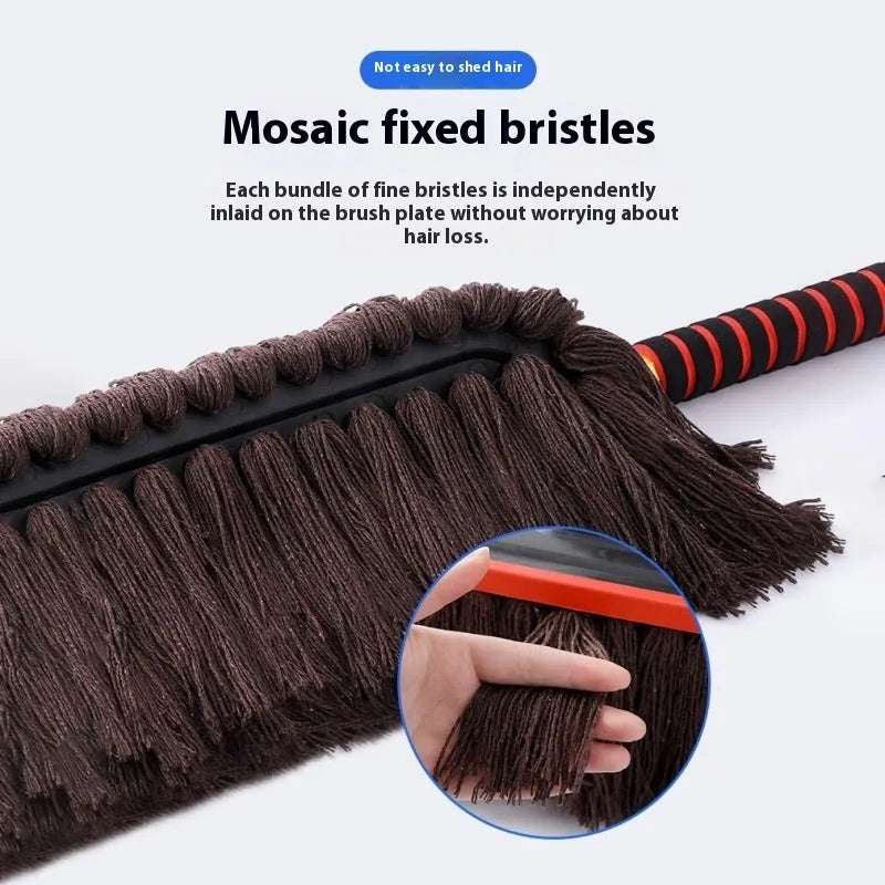 Telescopic car wash mop with alloy handle and retractable brush, Brown Line small telescopic option