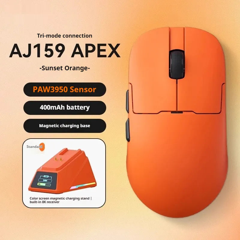 AJ159 gaming mouse in Yunfeng White colour with compact design and Teflon foot patches