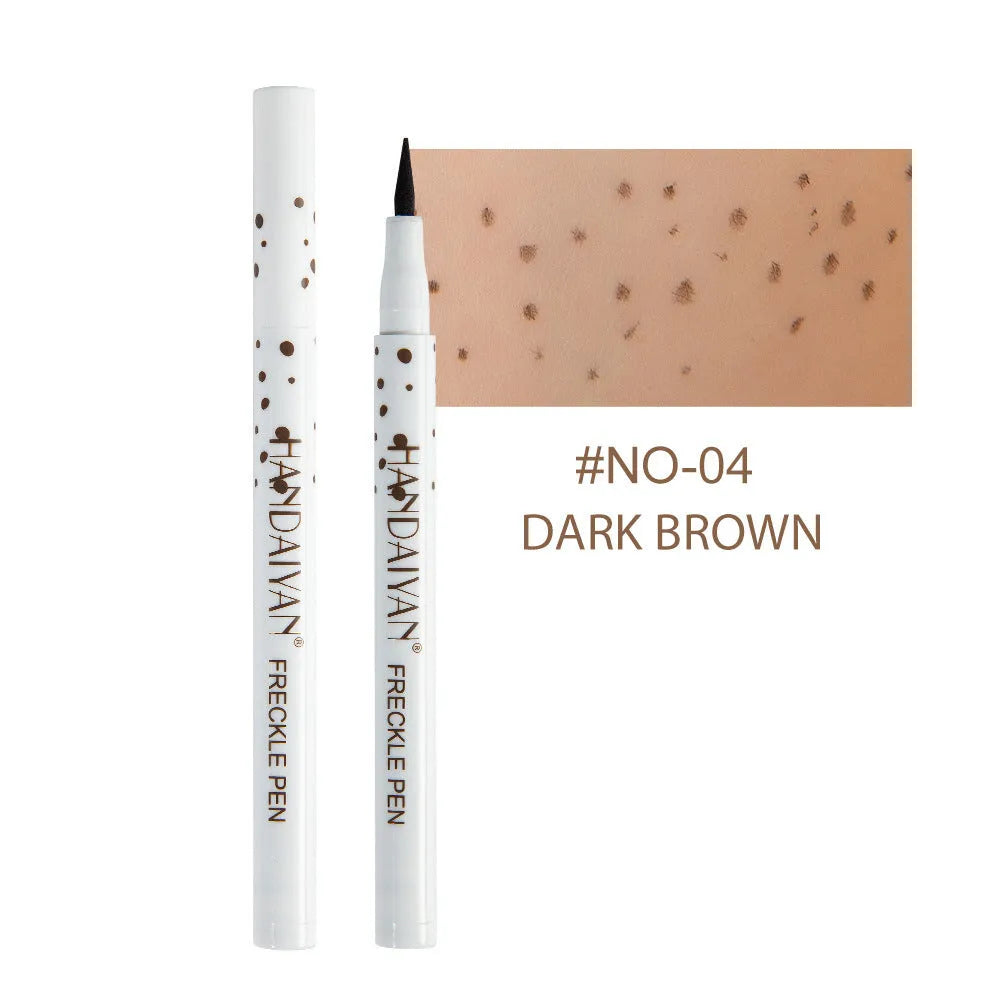 Dark brown freckle pen with precision tip for creating natural-looking waterproof freckle designs