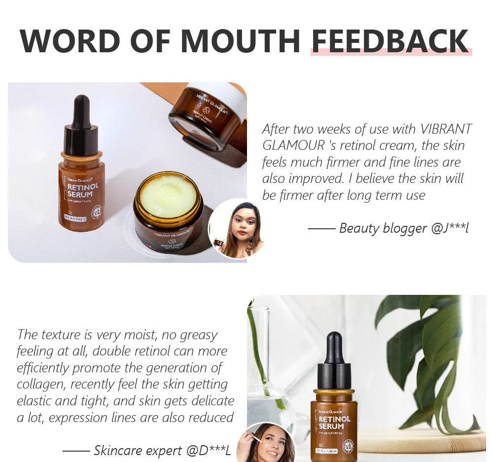 30g bottle of retinol facial serum for reducing fine lines and dry skin.