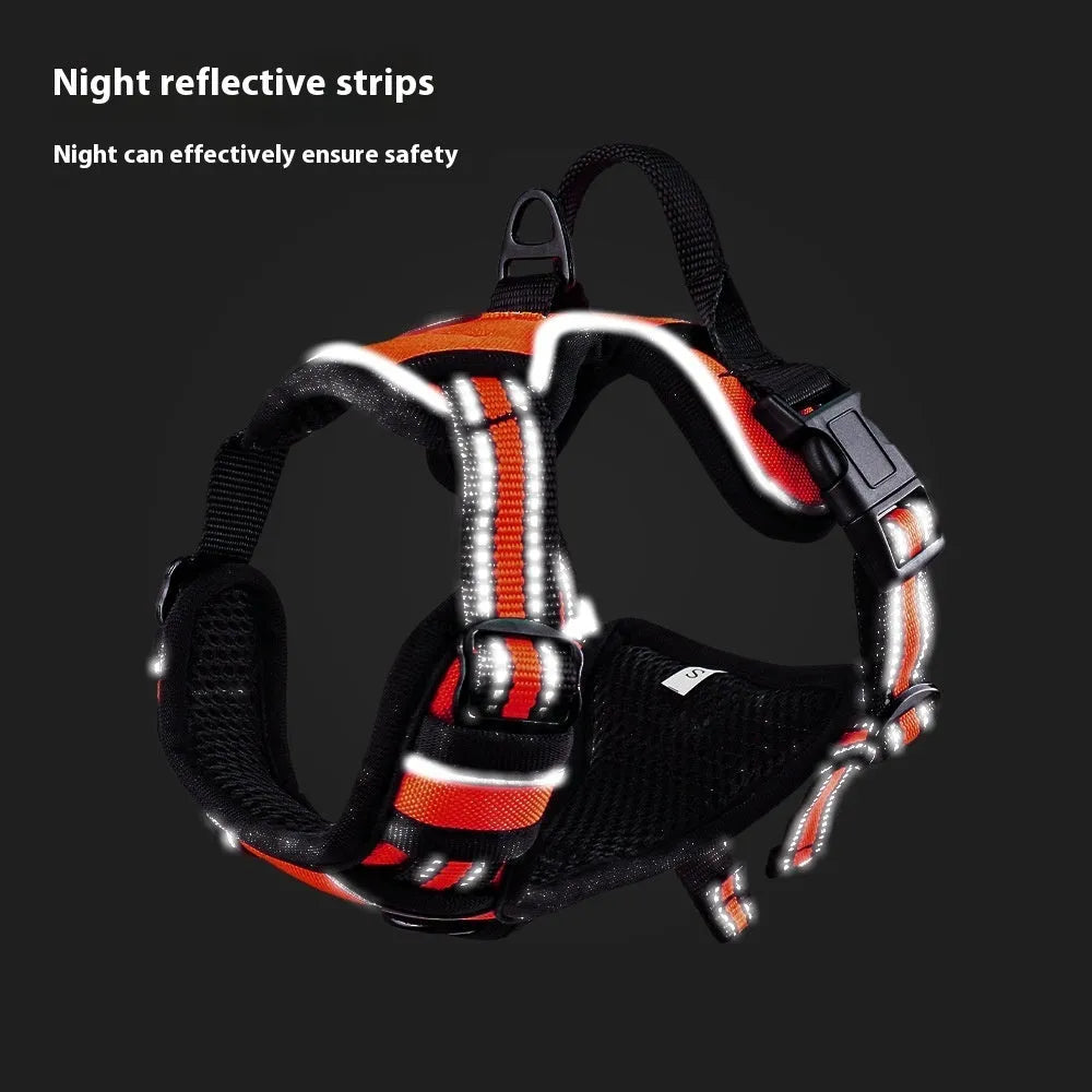 Adjustable dog chest strap in Oxford cloth, shown in multiple colour options.