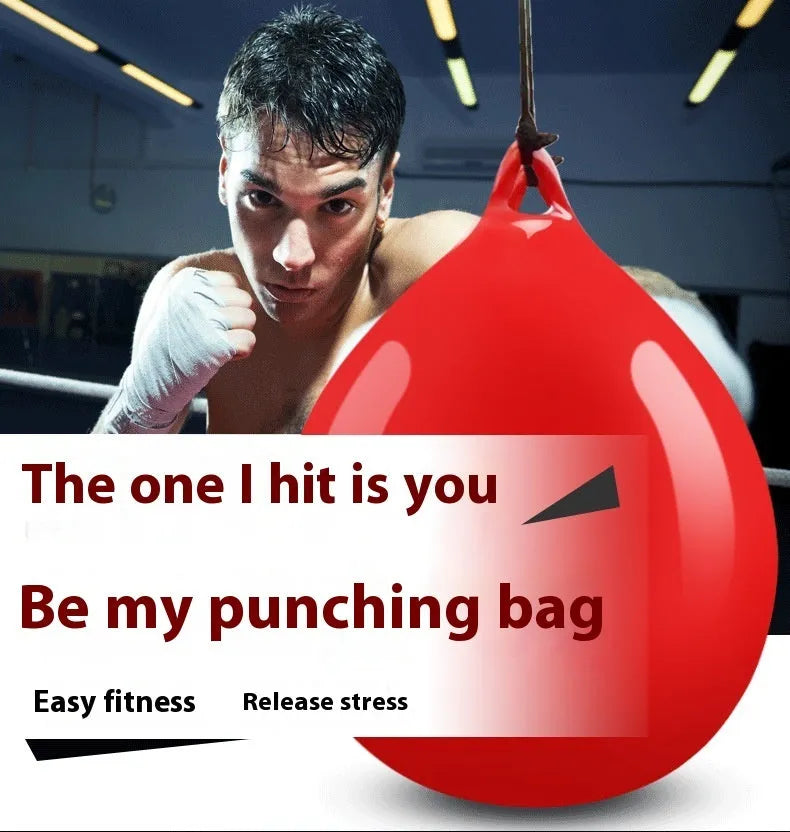 Red water-filled boxing ball with hook rope for martial arts training