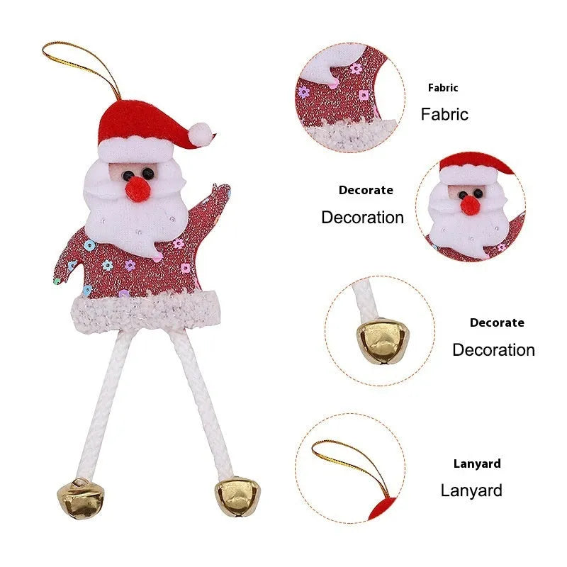 Christmas decorative pendant set showing old man, snowman, elk and bear designs for window display